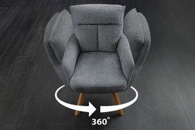 Set de 2 scaune pivotante picioare din lemn Big George gri chenille