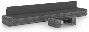 vidaXL Set mobilier de grădină cu perne, 6 piese, gri, poliratan