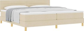 vidaXL Pat cu arcuri cu saltea cu headboard Crem 200 x 200 cm țesătură