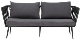 Canapea de exterior, neagra, din metal Pavone