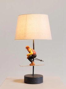 Lampa de masa, din rasina, cu abajur din bumbac, Skier