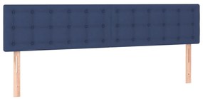 Pat cu arcuri, saltea si LED, albastru, 200x200 cm, textil Albastru, 200 x 200 cm, Nasturi de tapiterie