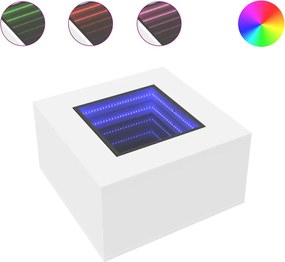 vidaXL Măsuță de cafea cu LED, alb, 60x60x40 cm, lemn prelucrat