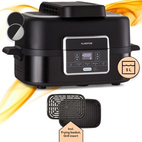 Combo Air, friteuză cu aer cald și grill, 5 programe, 1500 W, coș de grătar de 4,5 l, coș de prăjire de 2,5 l