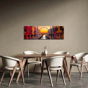 Tablou - Apus de soare, insula Burano, Veneția, Italia (cu ceas) (90x30 cm)