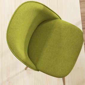 HOMCOM Set de 2 Scaune de Comedor Scaune de Bucătărie Căptușite cu Material din Lino cu Picioare din Oțel Suport 120 kg 50x52x83 cm Verde | Aosom Romania