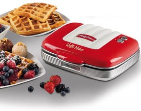 Aparat preparare vafe/gofre Ariete PARTY TIME 1973/00, 700W, Acoperire neaderenta, 2 placi, Blocare, Rosu