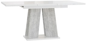 Masă de sufragerie Mulnu (alb lucios + piatră) (pentru 4 până la 6 persoane). 1055227