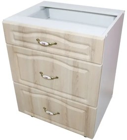 Corp inferior 60 cu 3 sertare metalice pentru greutate Zebra MDF sonoma mustata