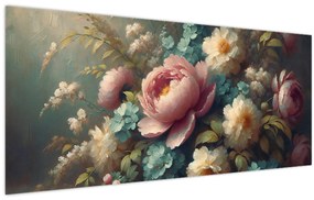 Tablou - Natură moartă cu flori - pictură (120x50 cm)
