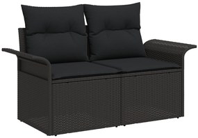 Set canapea grădină vidaXL cu 10 piese și perne Negru Poli ratan