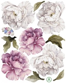 Autocolant de perete cu un motiv de bujori colorați