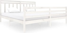 vidaXL Cadru de pat, alb, 200x200 cm, lemn masiv