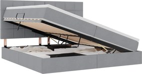 vidaXL Pat cu saltea și spațiu de depozitare Gri deschis 200 x 200 cm