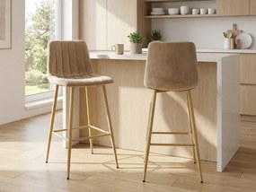 Scaun de bar POZZA VELVET, maro deschis