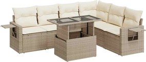 vidaXL Set canapele de grădină, 7 piese, cu perne, bej, poliratan