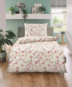 Lenjerie de pat creponata crem FLORAL CREAM Dimensiune lenjerie de pat: 70 x 90 cm | 140 x 200 cm