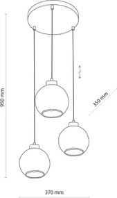 Lustră LED suspendată pe cablu DEVI 3xE27/15W/230V negru/bej fumuriu