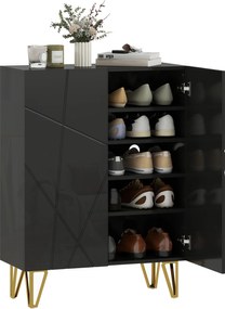 HOMCOM Dulap pentru pantofi cu 2 uși, raft pentru pantofi, depozitare pentru pantofi cu 3 rafturi reglabile 72 x 31,5 x 95 cm, Negru | Aosom Romania