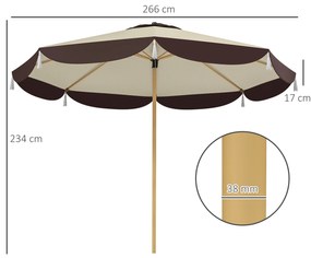 Outsunny Umbrelă de Soare cu UPF 50+ și 8 spițe, Φ2,66x2,34 m, Bej | Aosom Romania