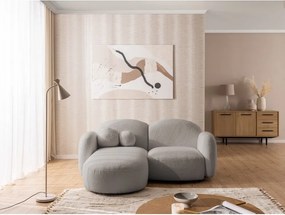 Colțar gri cu tapițerie din țesătură bouclé (cu colț pe partea stângă/cu șezlong) Orbit – Ropez