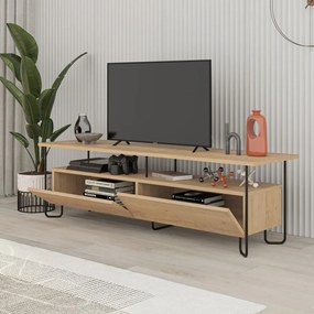 Masă TV în culoare naturală cu aspect de lemn de stejar 150x45 cm Dilly – Marckeric