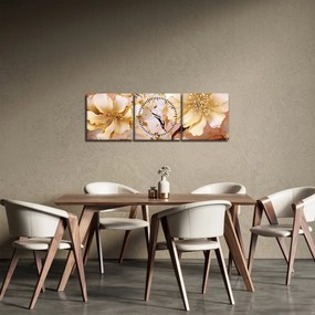 Tablou - Flori de aur (cu ceas) (90x30 cm)