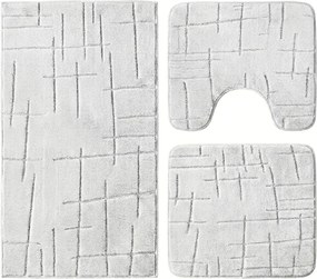 Set covoare baie antiderapante, 3 piese, design minimalist crestat