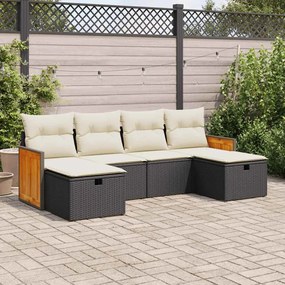 3326053 vidaXL Set mobilier de grădină cu perne, 6 piese, negru, poliratan