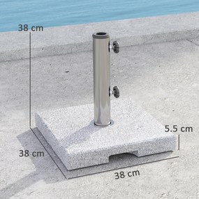 Outsunny Bază pentru Umbrelă din Granit 21 kg, Bază Pătrată pentru Umbrele de Exterior cu Mânere și 2 Butoane Reglabile, Ideală pentru Grădină, Patio, Marginea Piscinei, Gri | Aosom Romania