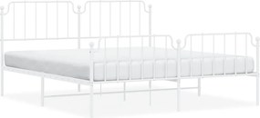 vidaXL Cadru pat metalic cu tăblie de cap/picioare , alb, 183x213 cm
