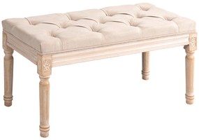 HOMCOM Bancă de Ședere Design Vintage, Nasturi Capitonați, Picioare Snirclate, Shabby Chic, Culore Crema | Aosom Romania