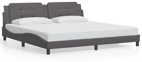 3214134 vidaXL Cadru de pat cu lumini LED, gri, 200x200 cm, piele ecologică