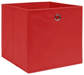 Cutii depozitare, 4 buc, textil, 32x32x32 cm, rosu Rosu fara capace, 1, 4, 4