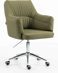 HR840K Scaun Khaki Piele Ecologica Premium Soft cu Bază Cromata