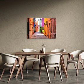 Tablou pe sticlă - Casa colorată în Burano, Veneția (70x50 cm)
