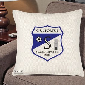 Perna Personalizata CS Sportul Simleu Silvaniei 2007, 40x40 cm, Crem Reliefat, Husa Detasabila, Perna Inclusa, BEKZ®