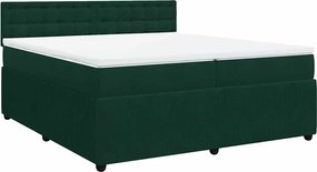 vidaXL Pat box spring cu saltea, verde închis, 200x200 cm, catifea