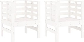 vidaXL Scaune de grădină, 2 buc., alb, 61,5x53x71 cm, lemn masiv pin