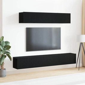 vidaXL Set de 4 piese pentru suport TV negru din lemn aglomerat