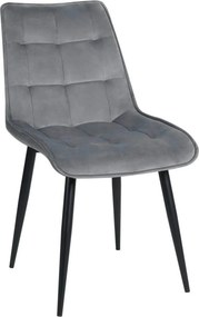 Scaun RON, gri deschis/negru, stofa catifelata/metal, 48x62x87 cm