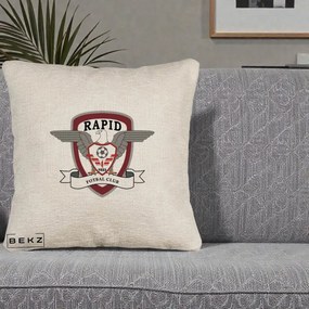 Perna Personalizata Rapid Fotbal Club 1923, 40x40 cm, Bej Canapea, Husa Detasabila, Perna Inclusa, BEKZ®