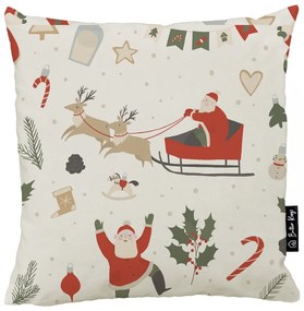 Față de pernă 45x45 cm cu model de Crăciun Happy Santa – Butter Kings