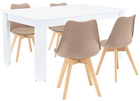 Set de masă Lola 4+1 bej-alb