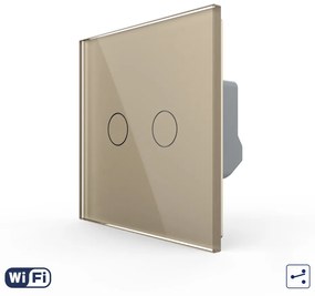 Intrerupator Dublu Cap Scara / Cruce Wi-Fi cu Touch LIVOLO din Sticla – Serie Noua