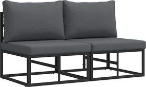 vidaXL Mobilier pentru Exterior 2 Bucată Negru și antracit Metal