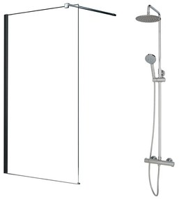 Pachet paravan dus Walk-In Fluminia Foxy crom 120x200 cm si coloana de dus Omnires Y crom