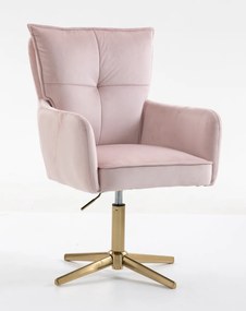 HR250CROSS Scaun Catifea Roz Pudra Bază Aurie