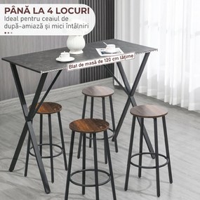 HOMCOM Masă de Bar Rectangulară pentru 4, Blat Efect de Marmură, Design Modern, 120x60x102 cm, Negru | Aosom Romania