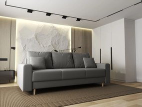 Canapea extensibilă dumonde cu ladă de depozitare si sezut confortabil din spuma high-density, Kronos Royal Gri 210x100 cm
